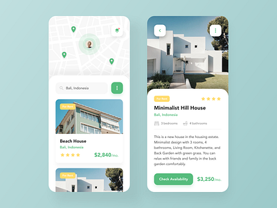 Real Estate Rental Properties — Mobile App apartment booking design detail page house location map mobile property management real estate rental app ui ux
