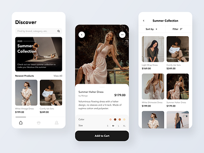 Fashion Online Shopping — Mobile App app design detail page ecommerce fashion grid layout mobile online shop online store product page ui ux