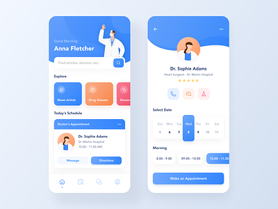 Health Assitant — Mobile App app assistant booking companion app design doctor appointment health app health care mobile schedule ui ux