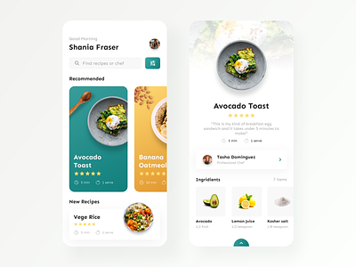 Food Recipe — Mobile App app cooking cooking app design food and drink food app foodie mobile recipe app recipe book recipe card ui ux