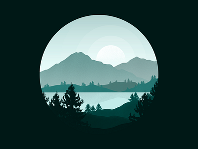 Mountain Illustration — Forest Green Collection