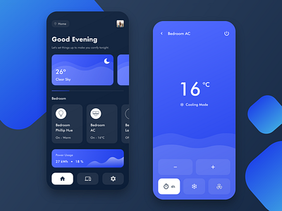 Smart Home App adobe xd air conditioner android app app design design detail page ios minimal mobile remote control smart home ui ux weather weather app