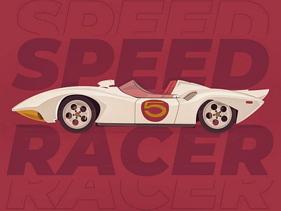 Speed Racer 2d art car illustrated car illustration running speed racer