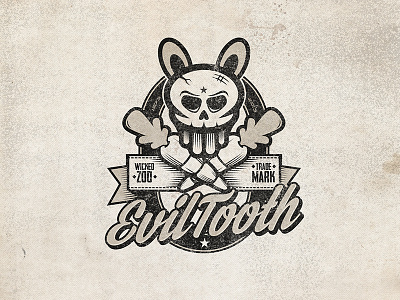 Evil Tooth bunny cartoonish logo rabbit seal skull t shirt vintage