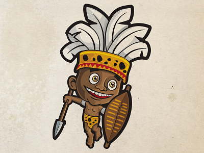 Zulu Warrior africa african cartoon character comic kid logo logotype mascot shield warrior zulu