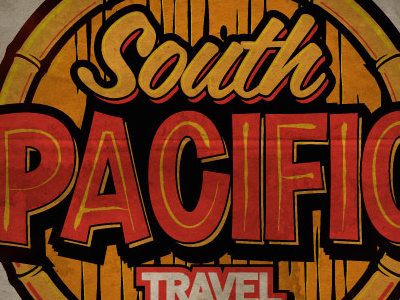 South Pacific beach cartoon logo polynesian south pacific tiki vintage
