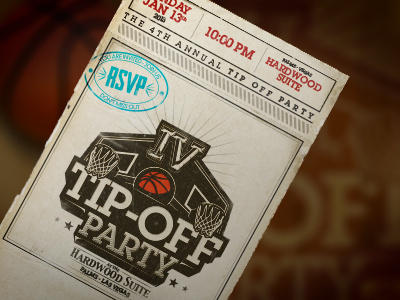 Tip-Off Party basketball invitation invite logo o3b party sports ticket tip off