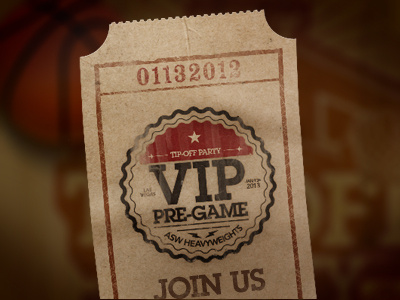VIP Pre-Game crest event logo o3b seal sports ticket