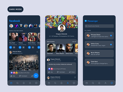 Facebook redesign | Dark Mode
