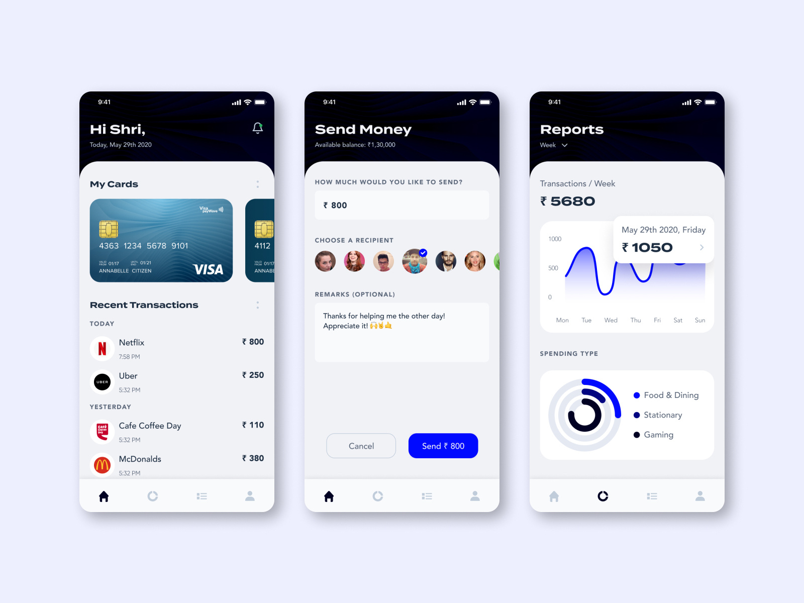 Wallet App by Shrinidhi Gour on Dribbble