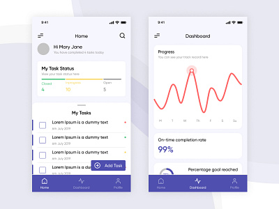 Task management concept UI app app ui app ui design design progress task task management task status user interface