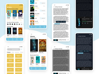 Book store concept UI app app ui audio book book book reading book store concept concept ui dark mode e commerce light mode online book store