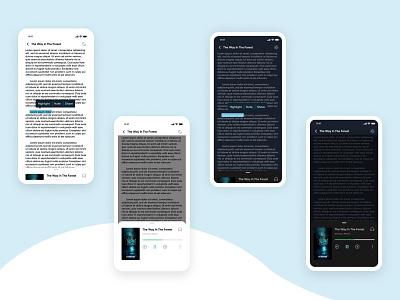 Book reading app - light & dark mode