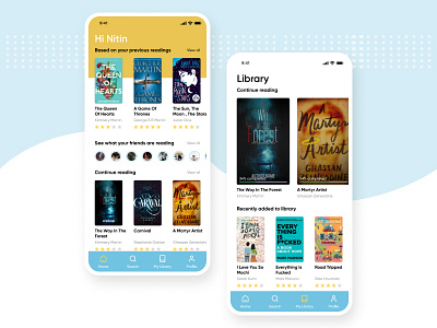 Home & My Library screens | Book store concept UI app app design app ui book book reading design e commerce home screen library my library ui user interface