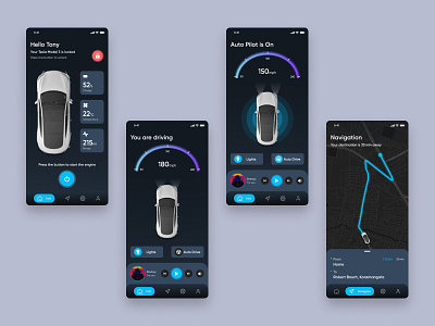 Tesla app concept UI app app design app ui car car app dark mode design remote control tesla ui user interface