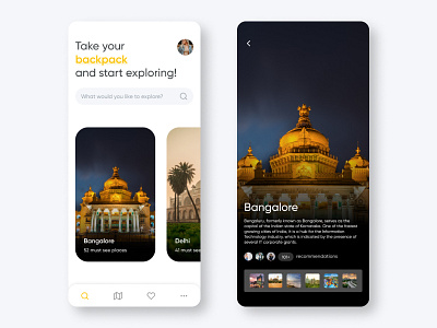 Travel app concept UI