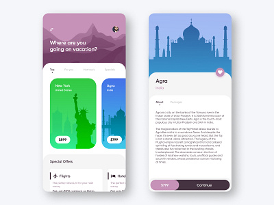 Travel app concept UI