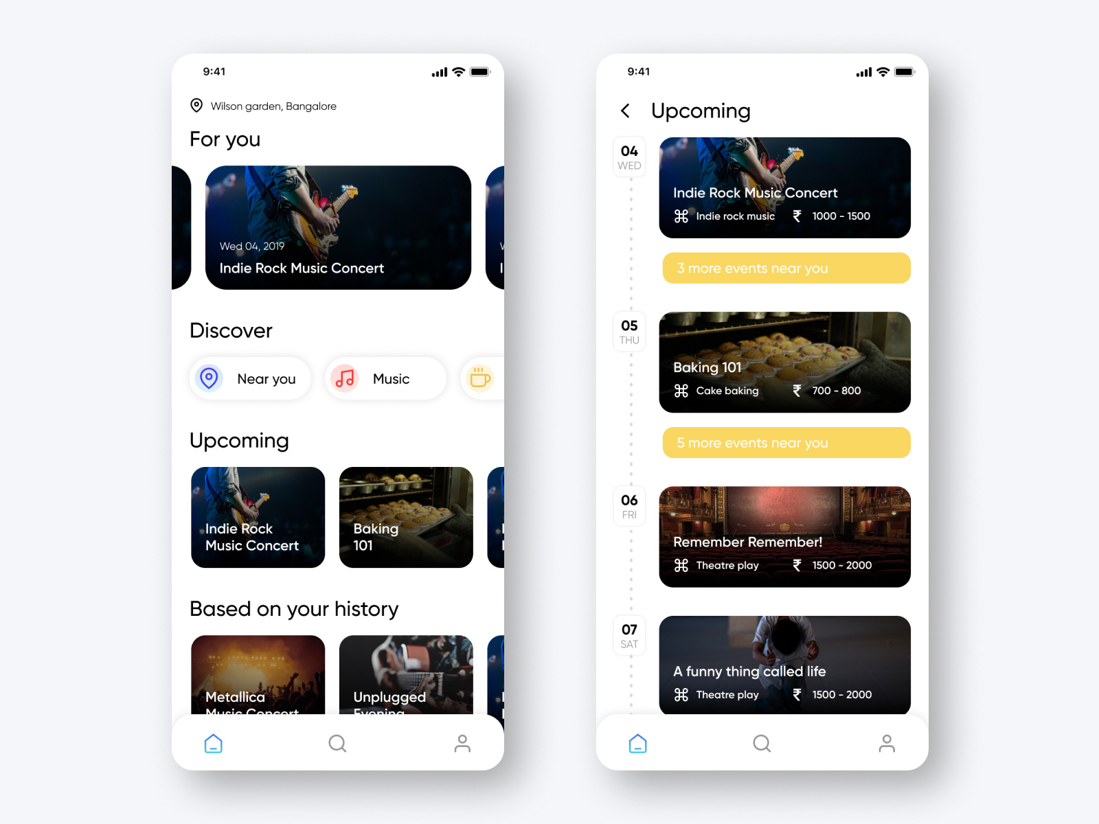 Event discovery concept UI by Shrinidhi Gour on Dribbble