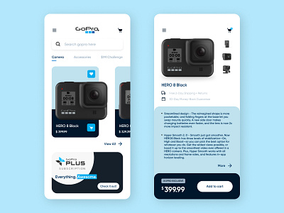 GoPro E-commerce Concept UI app app design app ui buy camera design e commerce gopro purchase shopping app ui user interface