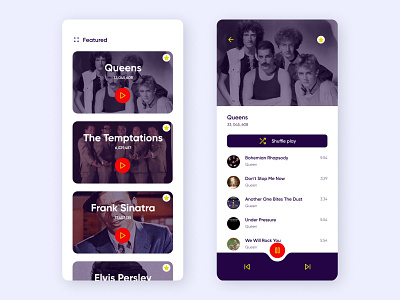 Music player concept UI app app design app ui design home screen music music app music player pause play shuffle ui user interface