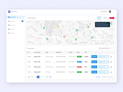 Delivery Tracking Dashboard UI app dashboard dashboard design dashboard ui design management tables tracking ui user interface