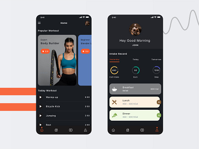 Fitness app app behance design dribble fitness food gym homepage play profile ui ui8 ux