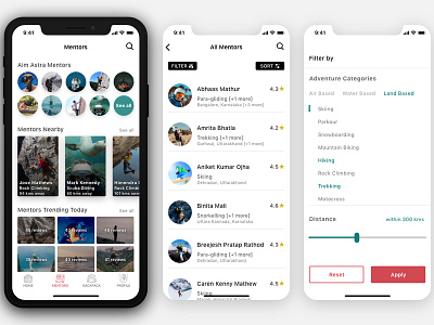 Aim Astra | Mentors Screens adventure app design filter ios mentors ux ui