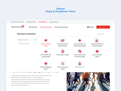 Telkom Website - Exploration Dropdown & Mega Menu dropdown dropdown ui mega menu navbar menu navigation ui ux design web design