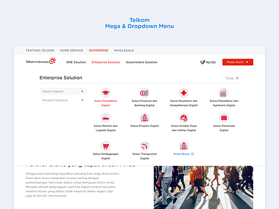 Telkom Website - Exploration Dropdown & Mega Menu