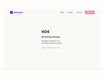 Kipasangin - 404 Page 404 404 page daily ui design minimal web design