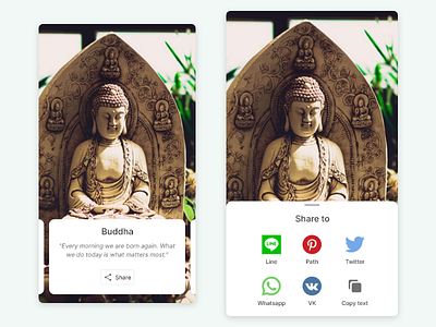 Social Share app buddha daily ui daily ui 010 quote social share ui design