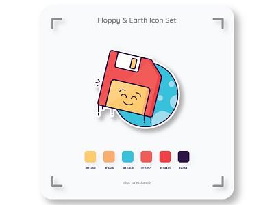 Floppy & earth icon set app behance blue color design earth icon illustration illustrator smile tech technology template ui ux vector