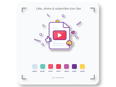 Like share & subscribe Icon set adobe color colorpalette designer flat icon icon design illustration like share subscribe typography ui ux vector vector illustration vectorart youtube youtube channel youtuber