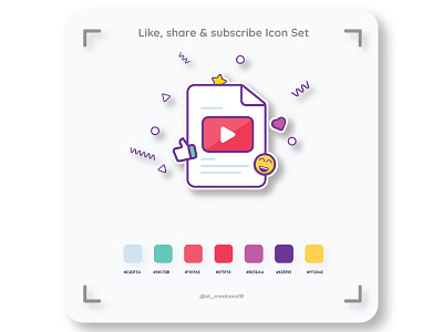 Like Share & Subscribe Icon Set By Abhilash On Dribbble
