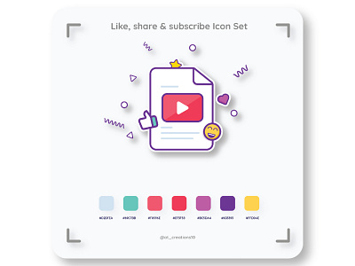 Like share & subscribe Icon set