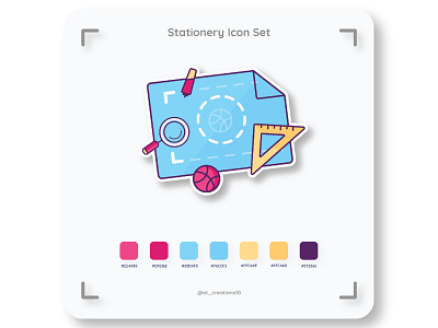 Stationery Icon Set adobe animation branding design dribble flat illustration illustrator logo pen pencil search simple staionery typography ui ux vector