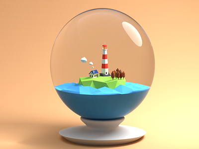 Lighthouse In The Glass Ball
