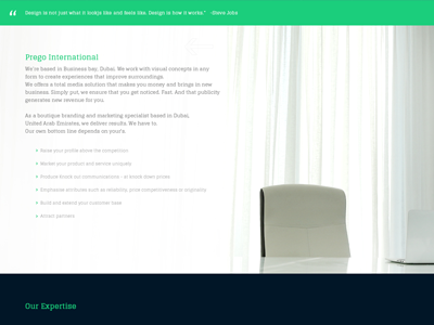 Prego Website blue green layout office simple ui web white