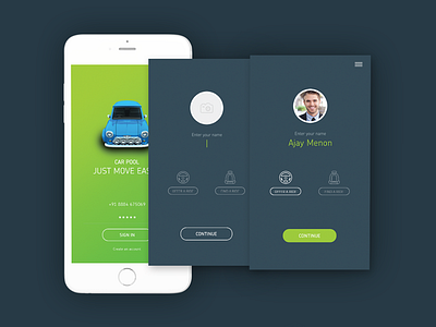 Car Pooling App - Concept app app design car pooling mobile ui ux