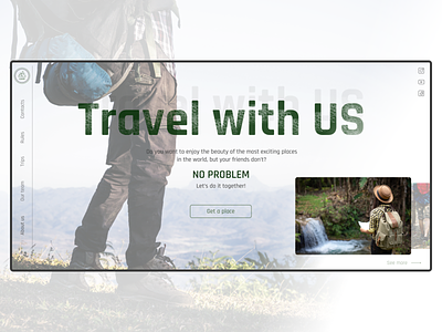 Travel with US adobe photoshop banner camp camping concept countries design figma friends holidays mountains photoshop team travel travelling trip ui webdesign