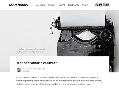 Lean Monks Blog black and white blog lean minimal simple typewriter visual design web design website
