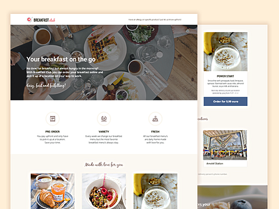 Breakfast Club landing page design landing page mvp visual design web design website