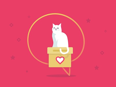 Illustration for app empty state (explanation) app application box cat cute girly heart illustration notification pink