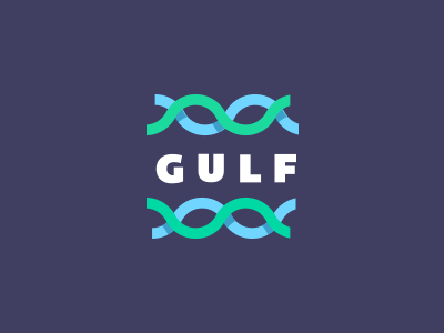 Gulf logo sketch blue bold branding green identity logo natural pattern sea water waves