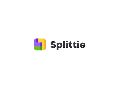Splittie web app logo brand branding color flat geomery geometric logo modern simple symbol tetris
