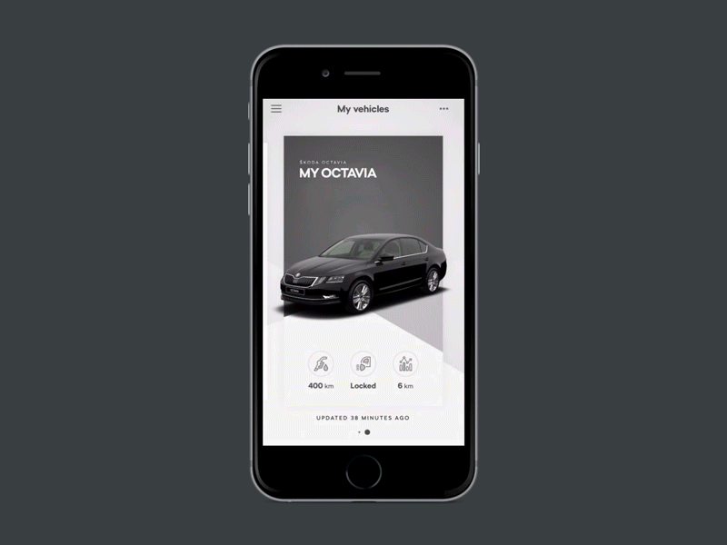 ŠKODA Connect App Redesign - Carousel animation app design ui ux