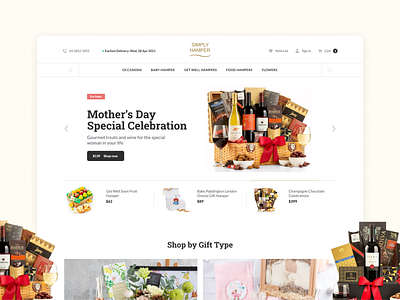 Website // Landing Home Page for Flower and Hamper Online Store e commerce flower gifting hamper landing website