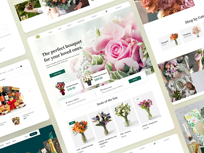 Landing Page: Florist Boutique Website aesthetic boutique branding clean colours design e commerce feminine florist green illustration landing page logo professional sales shop ui web web design