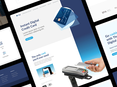 Landing Page: Instant Digital Credit Card aesthetic banks blue branding clean colours credit credit card design e commerce finance fintech fun illustration landing page logo technology ui web web design