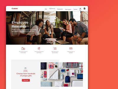 Canon Employee Rewards branding clean colours design graphicdesign illustration interactiondesign ui web web design